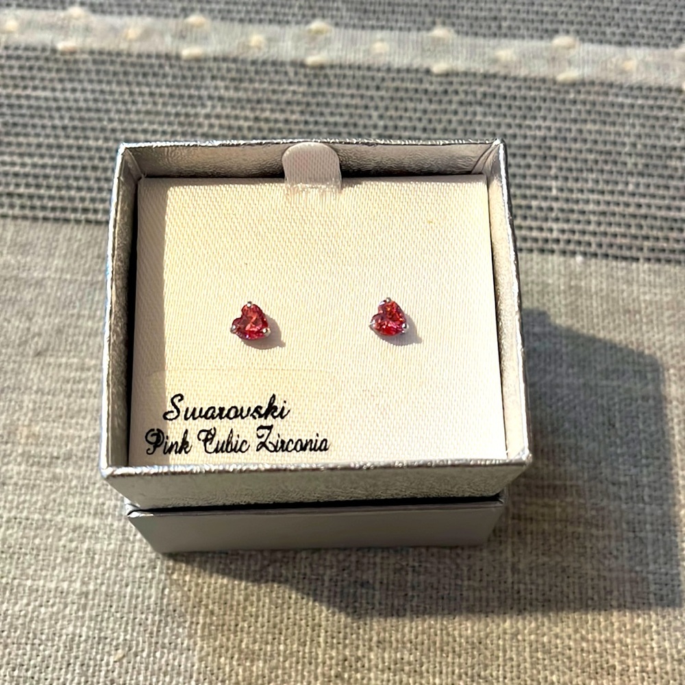 NWT 10K Pink Swarovski Earrings. Brand new in box never worn.